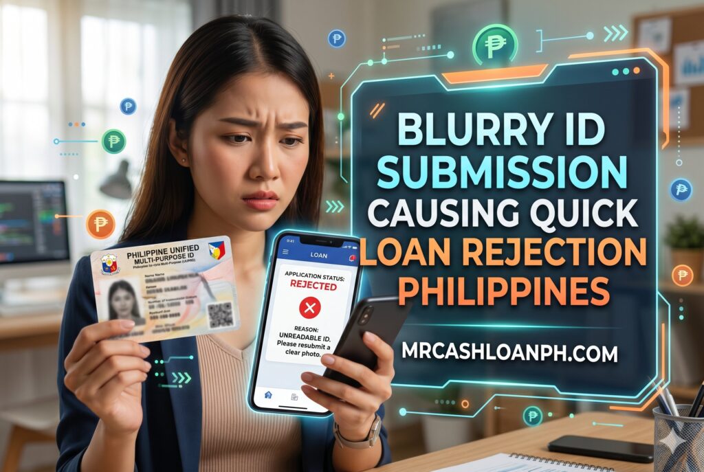 Borrower uploading unclear government ID during online loan application in the Philippines