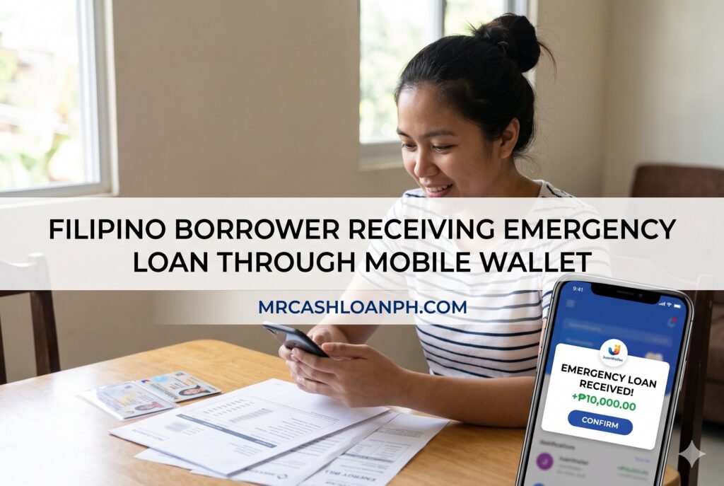 Filipino borrower accessing instant emergency cash from same day online loan app