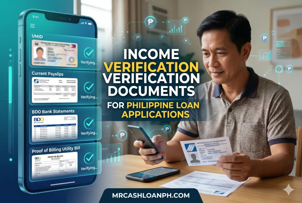 Examples of payslips, bank statements, tax records, and freelance income documents used for personal loan approval